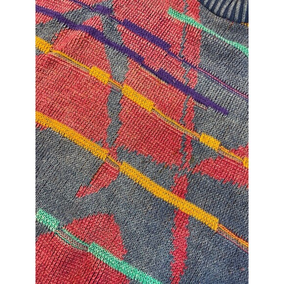 Vintage COLORE Italy Abstract Knit Sweater XL 90s Art Pattern Made in Italy - Picture 7 of 9